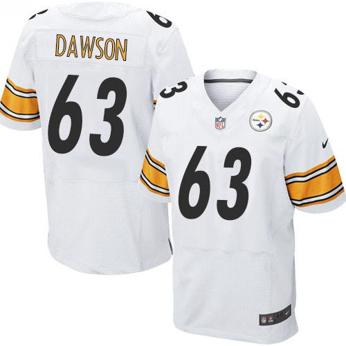 Men's Elite Dermontti Dawson Nike Jersey White Road - #63 NFL Pittsburgh Steelers